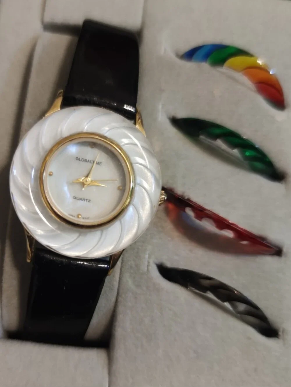 Globaltime Dial Watch with Interchangeable Accent Bezel